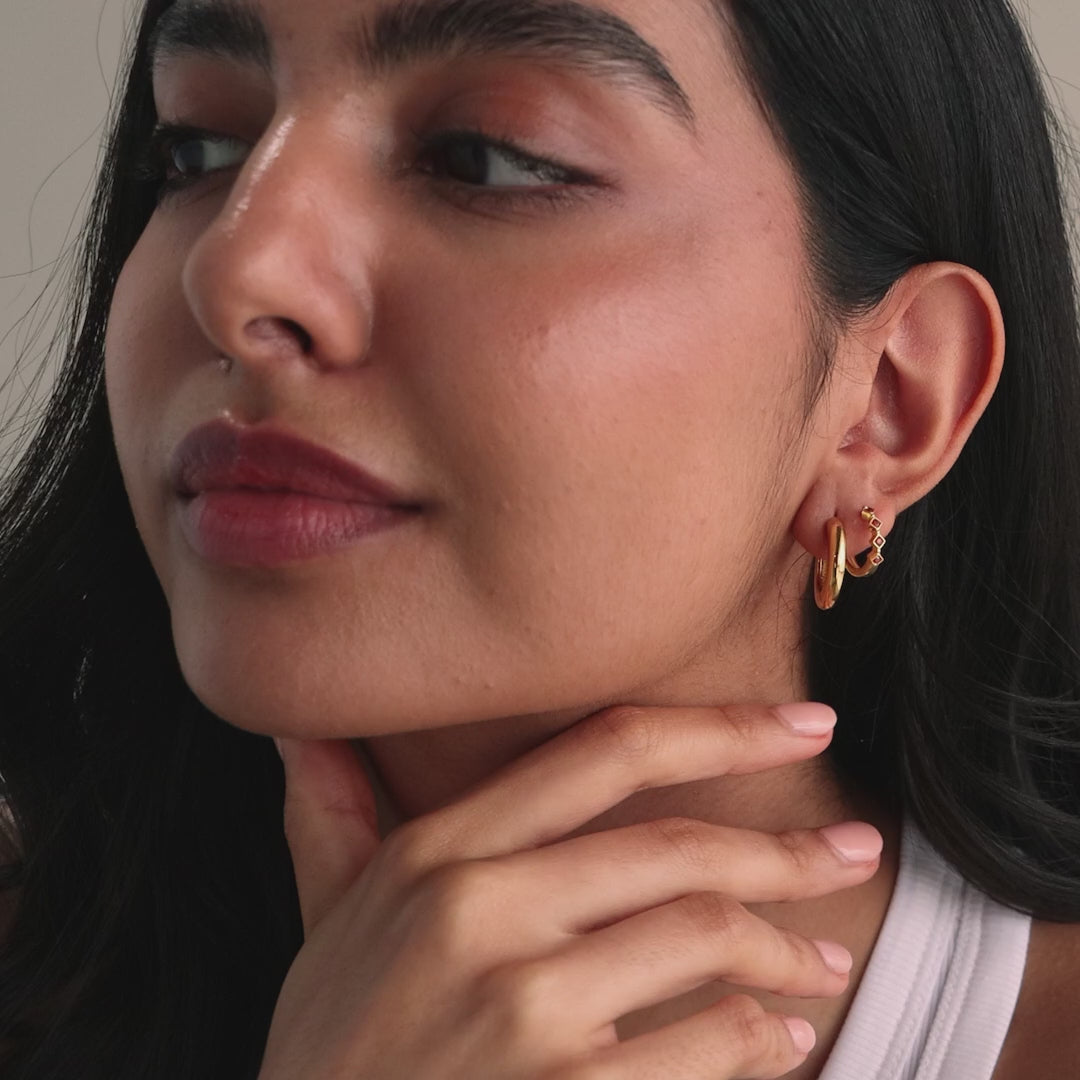 Geometric Birthstone Huggies