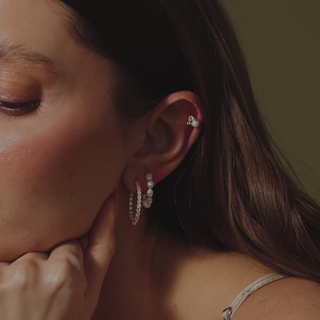 Inside Out Diamond Hoops in 18K Gold