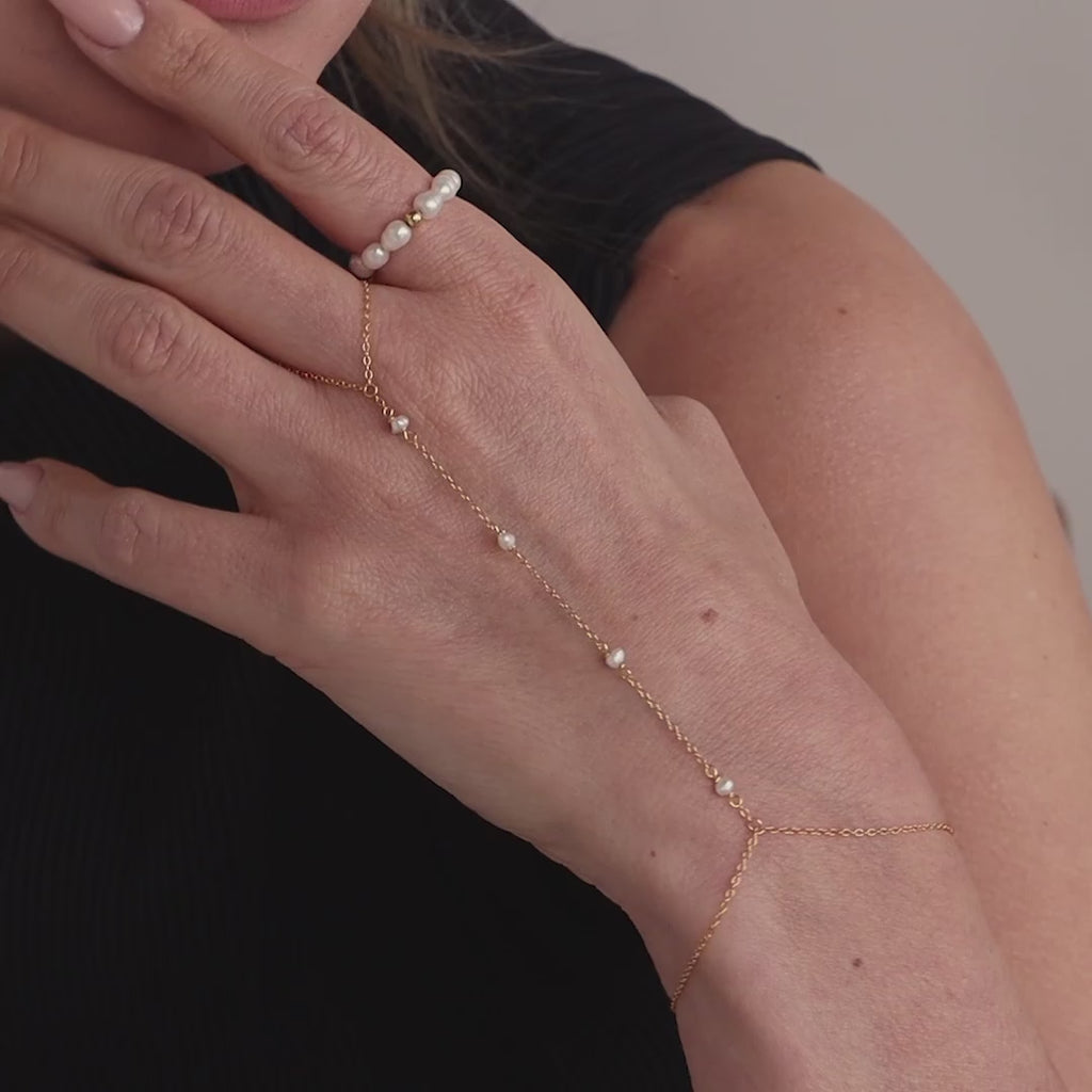 Pearl Hand Chain Bracelet