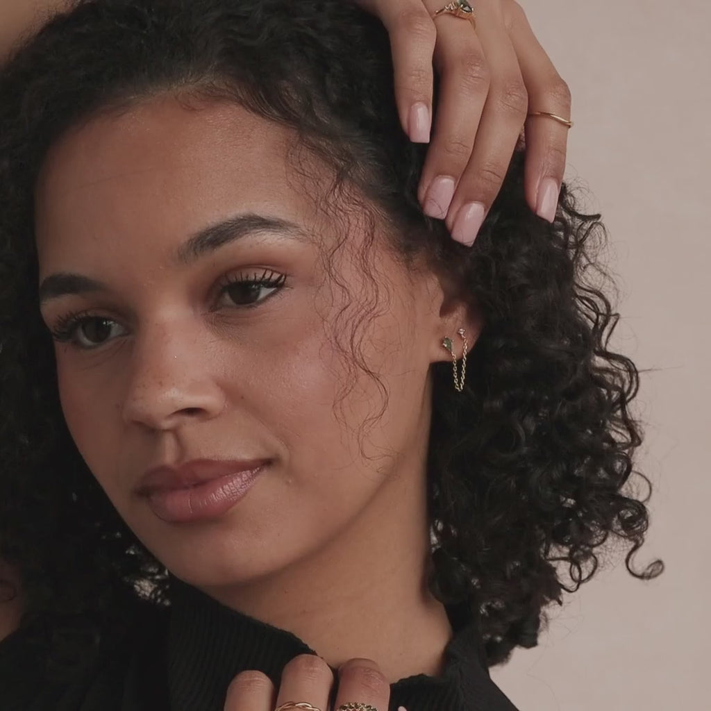 Agate Diamond Chain Earrings