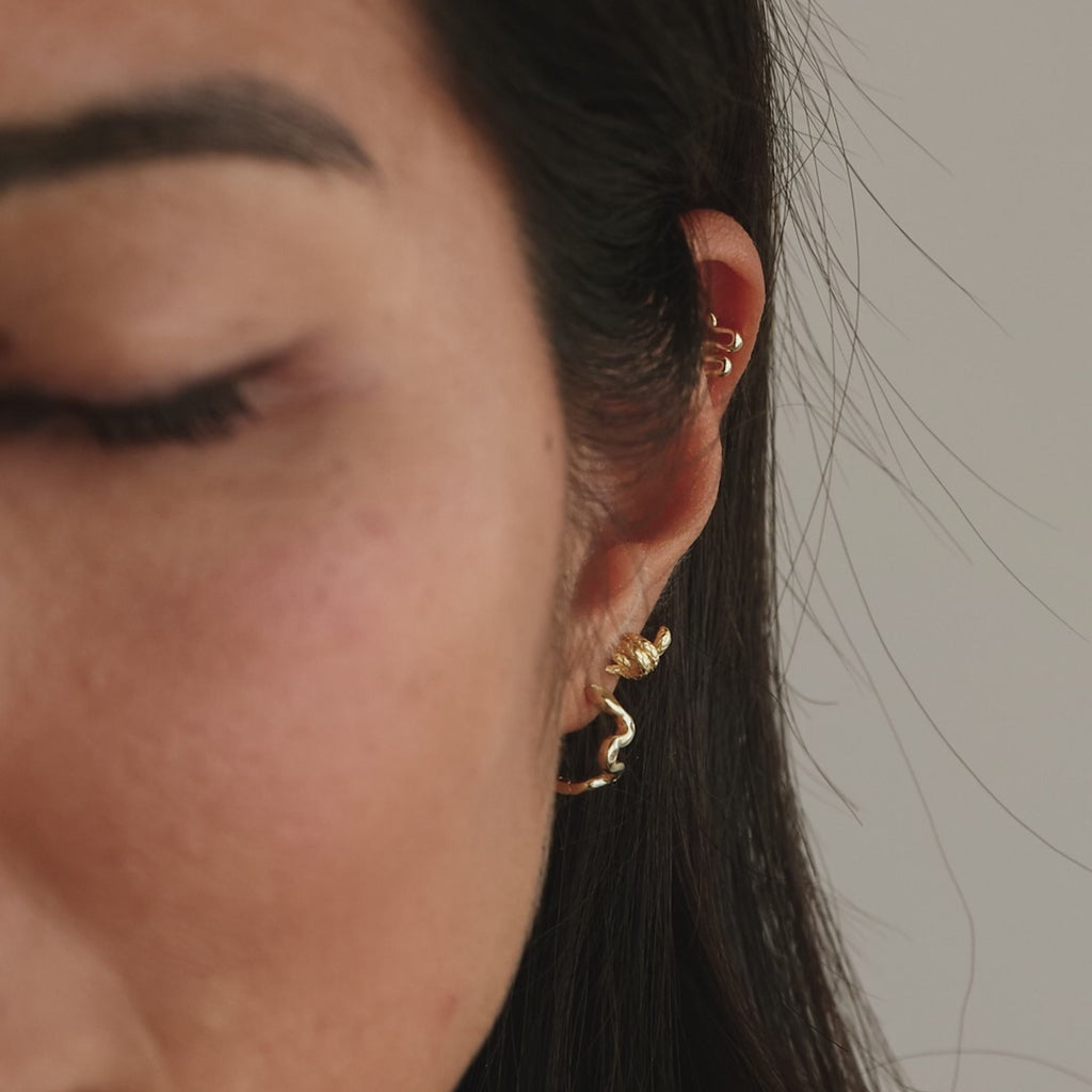 Pave Viper Huggies in 18K Gold