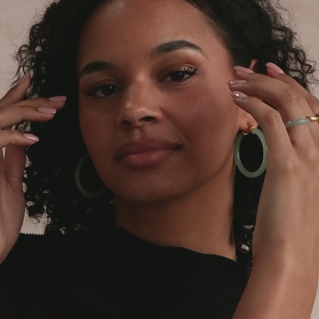 Grandes créoles en jade