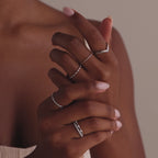 Crystal Stacking Ring Set in Silver