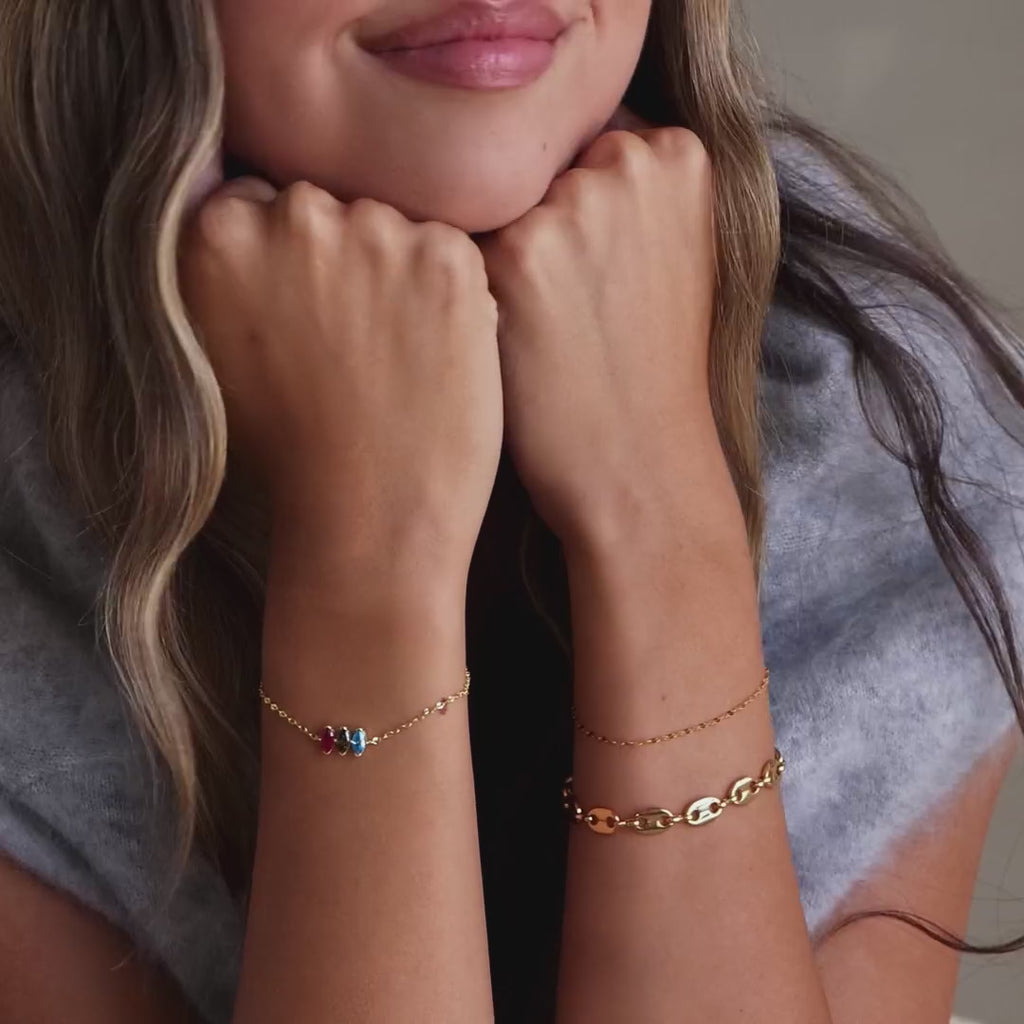 Multiple Marquise Birthstone Bracelet in 18K Gold