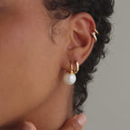 Pearl Dome Drop Earrings in 18K Gold