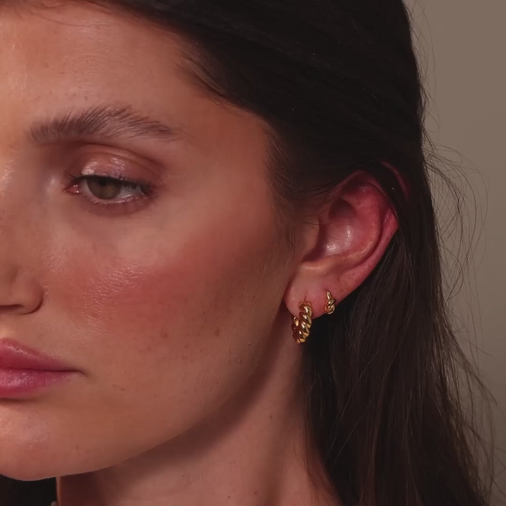 Sculpted Twist Hoops in Silver