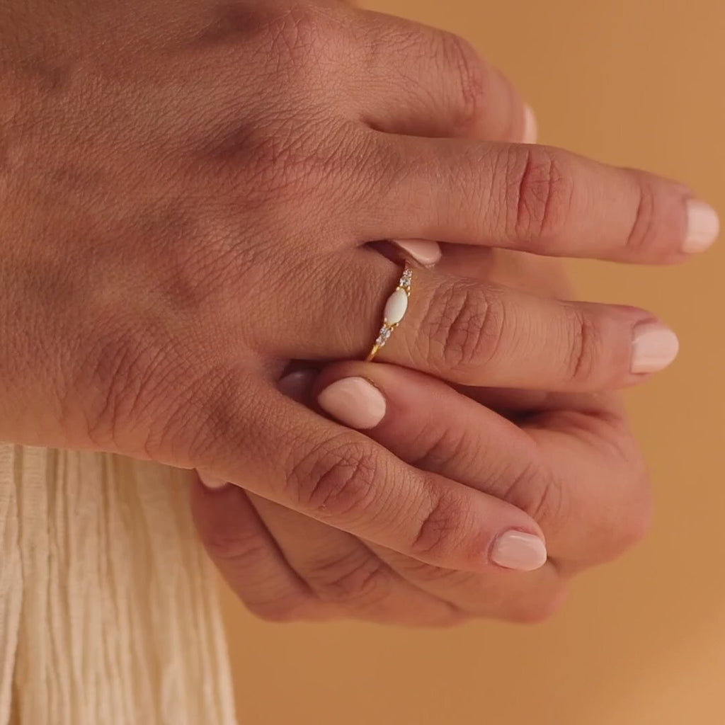 Marquise Opal Diamond Ring