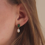 Emerald Pearl Drop Earrings