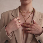 Long Y Herringbone Chain Necklace in Silver