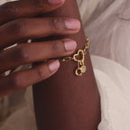 Heart Carabiner Paperclip Bracelet in 18K Gold