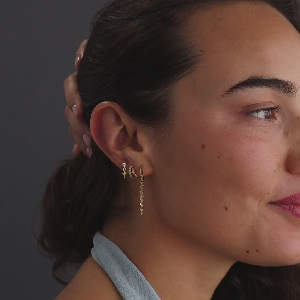 Huggies à chaîne miroir en or 18 carats