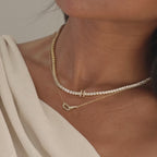 Collier tennis initial en diamant