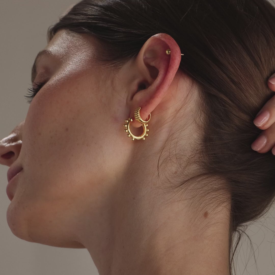 Beaded Hoops in 18K Gold