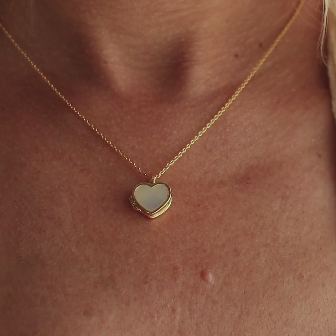 Pearl Heart Locket Necklace