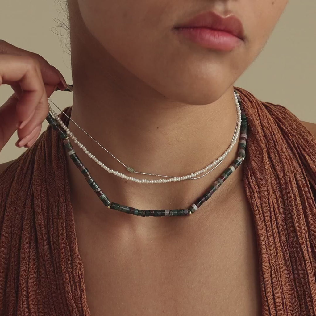 Moss Agate Beaded Necklace