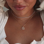 Gemstone Initial Disc Necklace