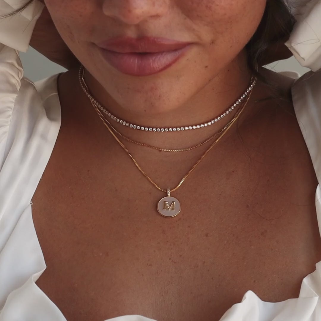 Gemstone Initial Disc Necklace