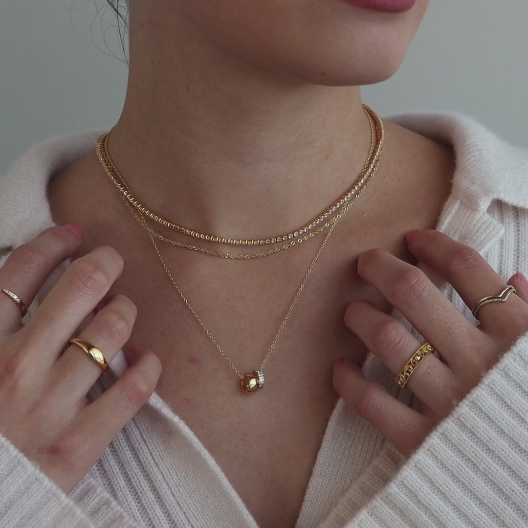 Pave Duo Circle Necklace