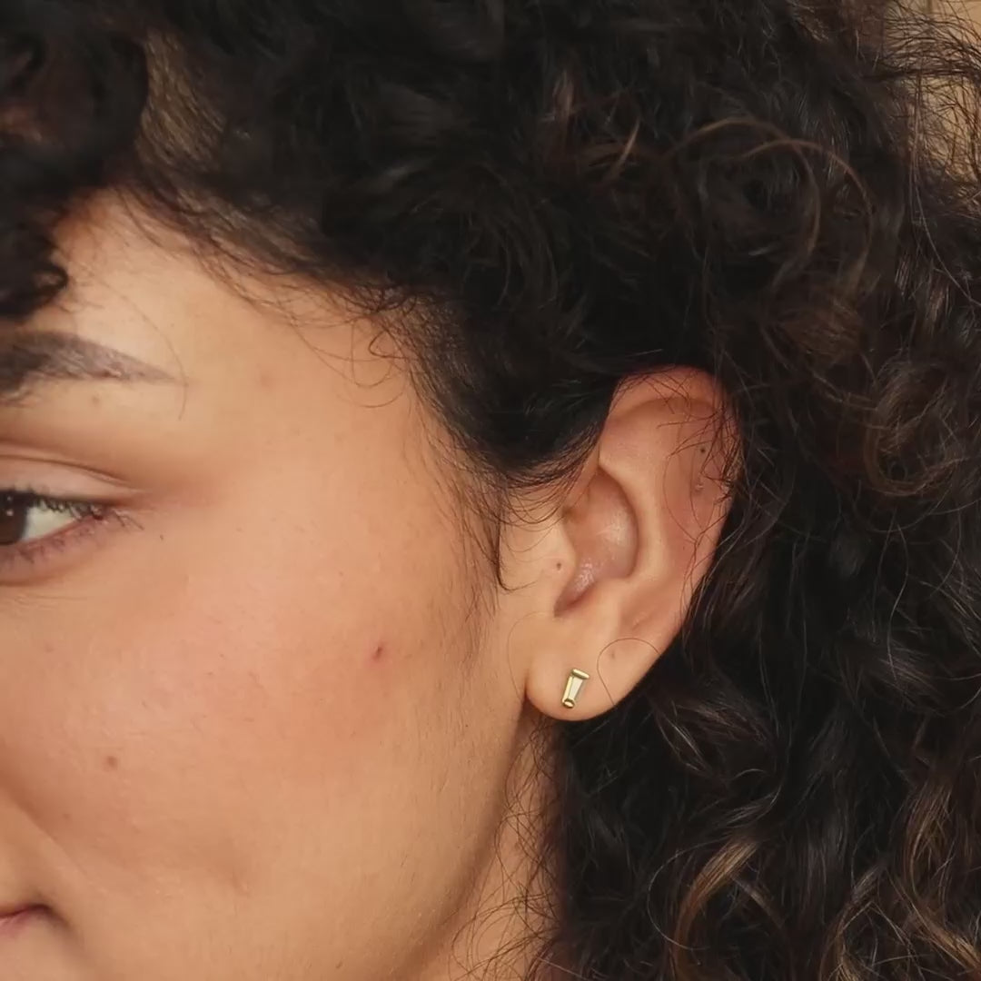 Tapered Baguette Birthstone Studs
