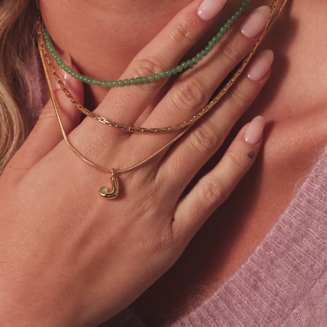 Gemstone Bubble Initial Necklace