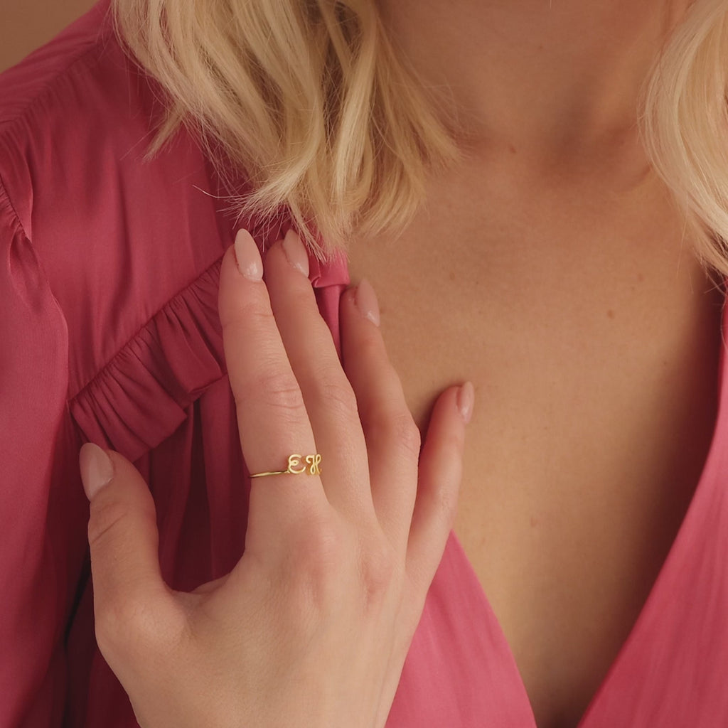 Bague Initiale Délicate Duo