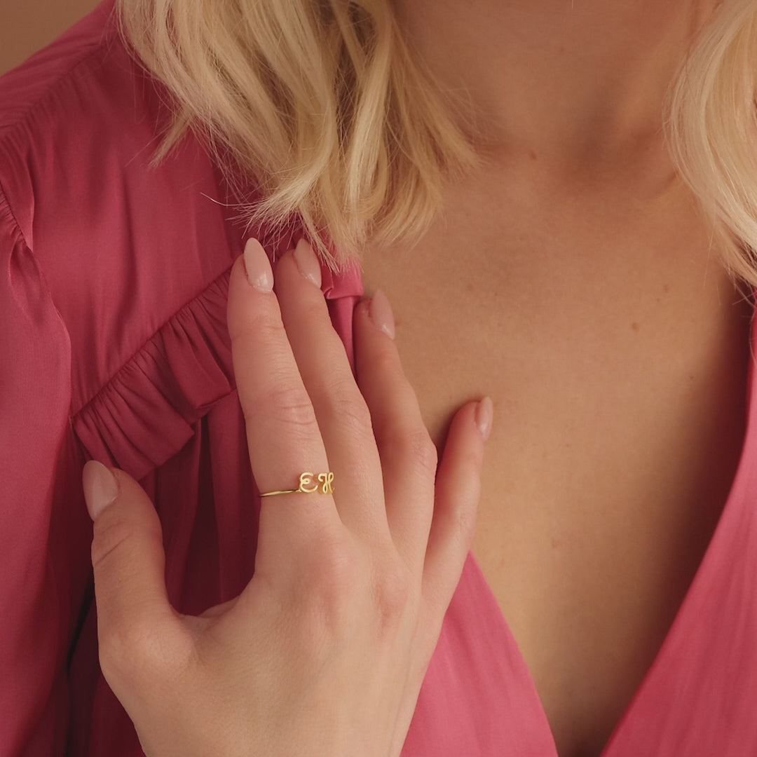 Bague Initiale Délicate Duo