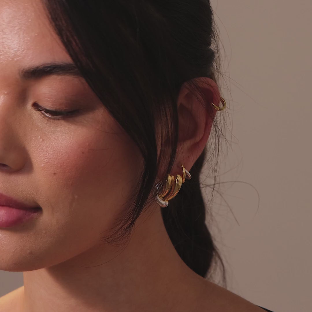 Mixed Metal Raindrop Studs