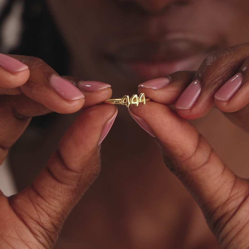 Dainty Bubble Number Ring in 18K Gold