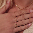 Diamond Drop Cross Charm in 18K Gold