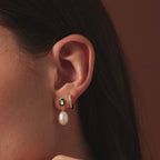 Midnight Pearl Drop Earrings in 18K Gold