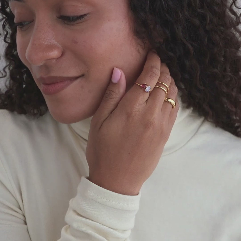 Open Toi et Moi Birthstone Ring