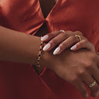 Garnet Heart Tennis Bracelet in 18K Gold