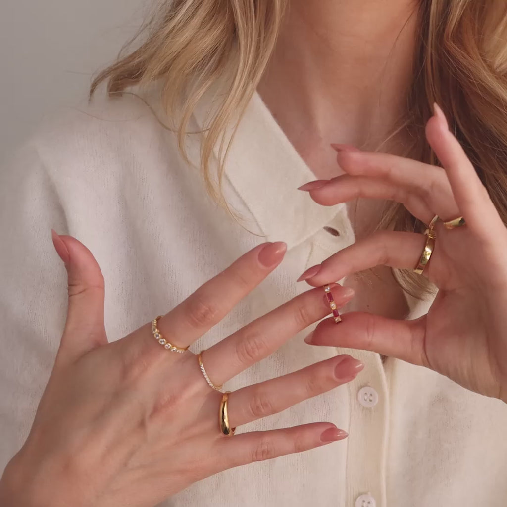 Mixed Art Deco Birthstone Ring in Rose Gold