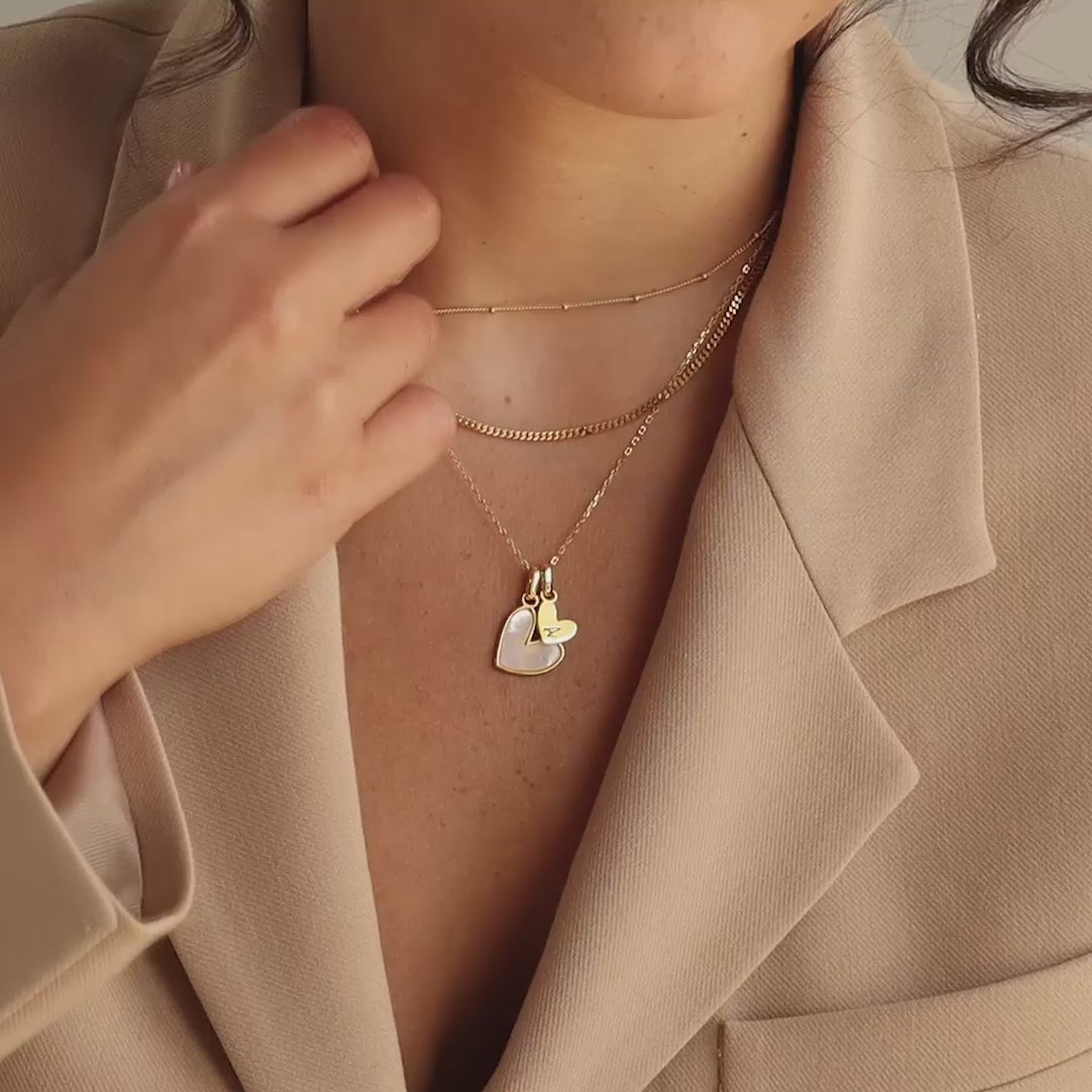 Stylish Pearl Initial Heart Necklace