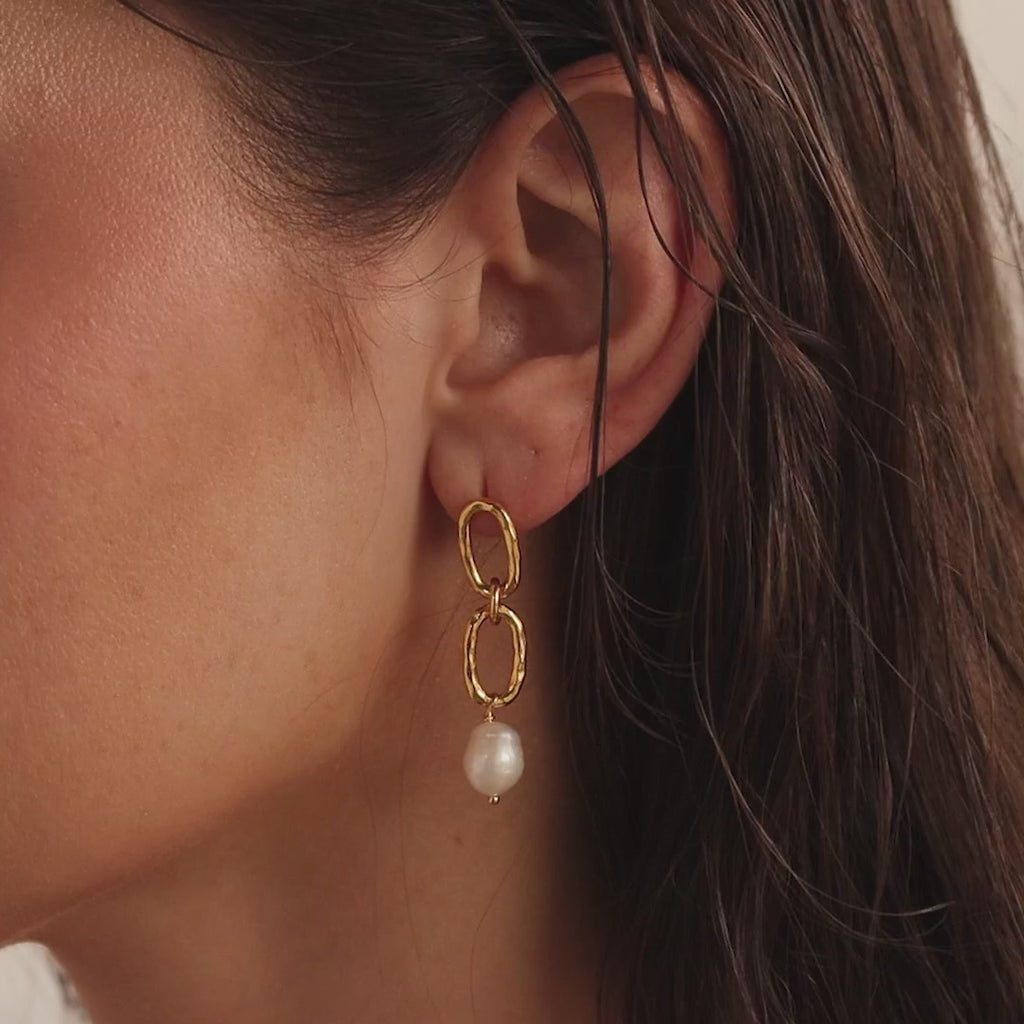 Pendientes de eslabones colgantes de perlas