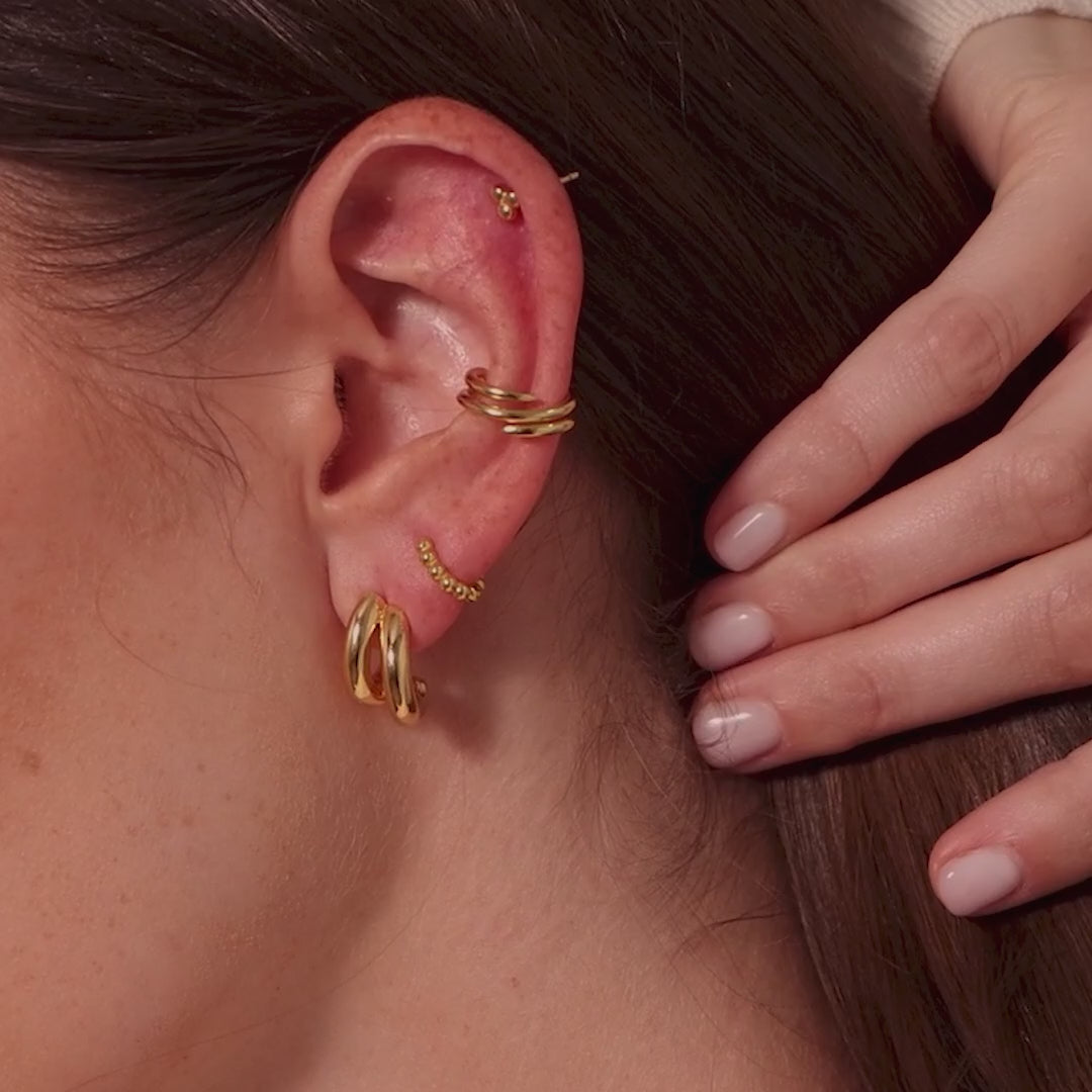 Bold Duo Hoops in Silver