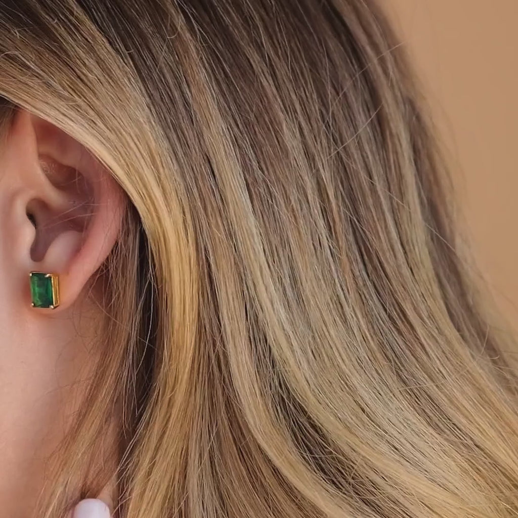Emerald Birthstone Studs