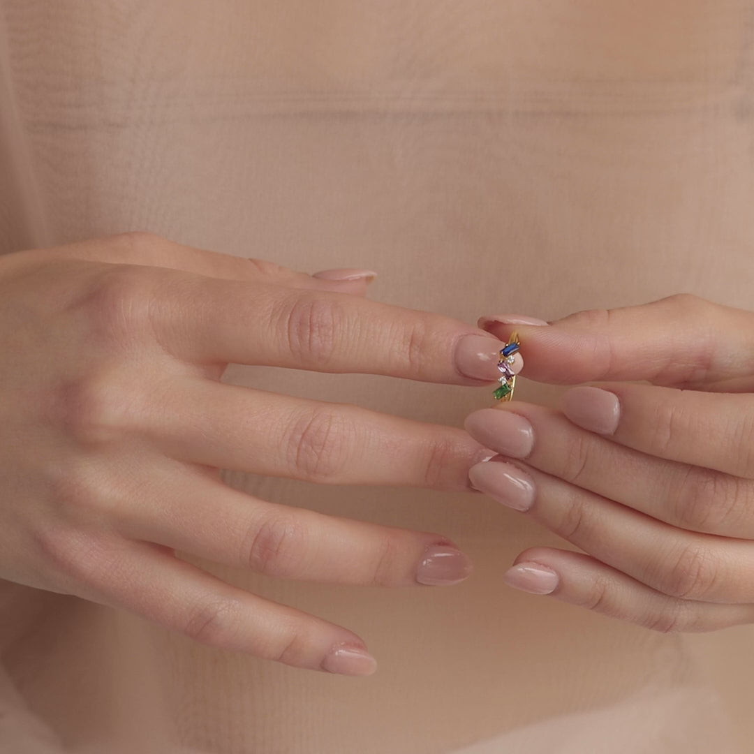 Cluster Baguette Birthstone Ring