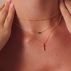 Skinny Cross Necklace in Silver