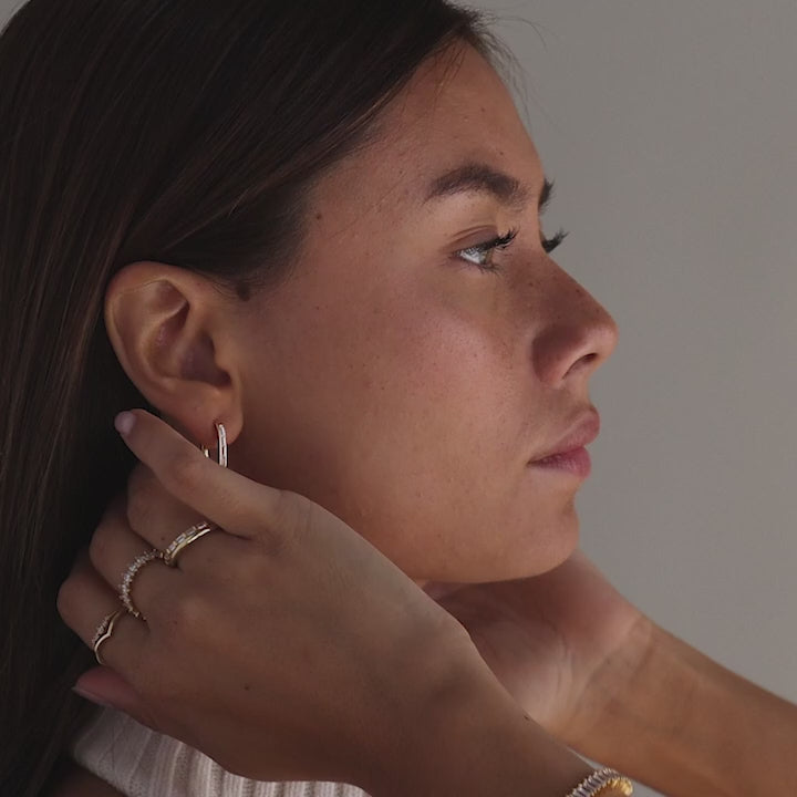 Baguette Birthstone Link Earrings