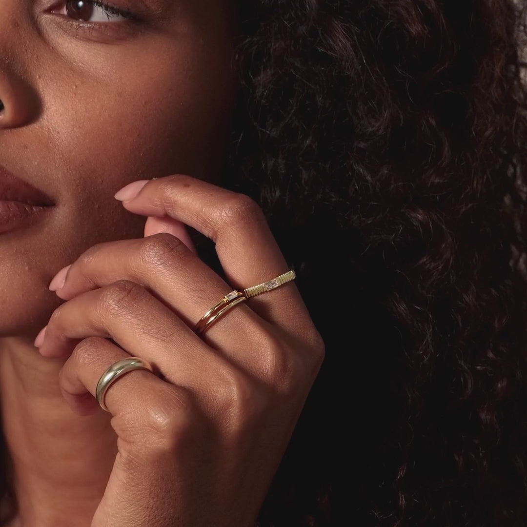 Ribbed Baguette Birthstone Eternity Ring