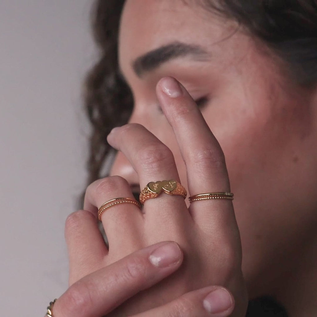 Duo Initial Heart Ring