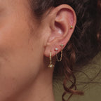 Opal & Star Duo Chain Studs in 18K Gold