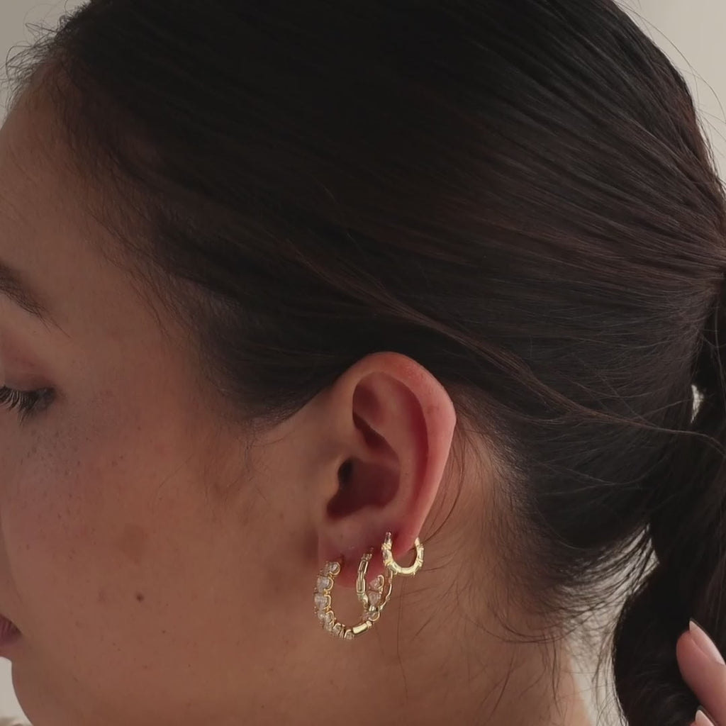 Inside Out Heart Diamond Hoops