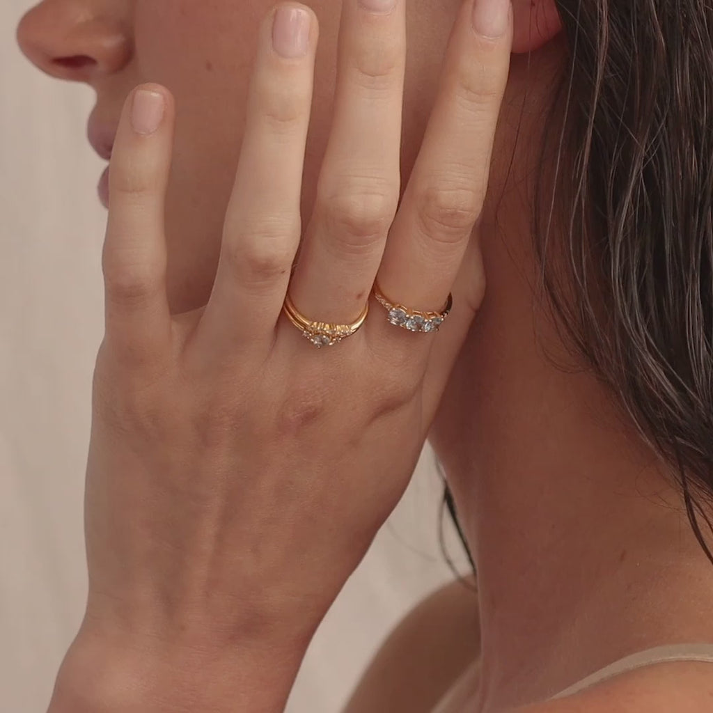 Aquamarine Stacking Ring Set in Silver