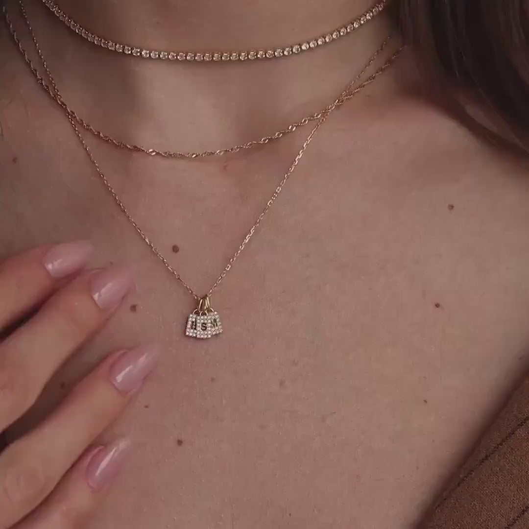 Pave Initial Tag Necklace