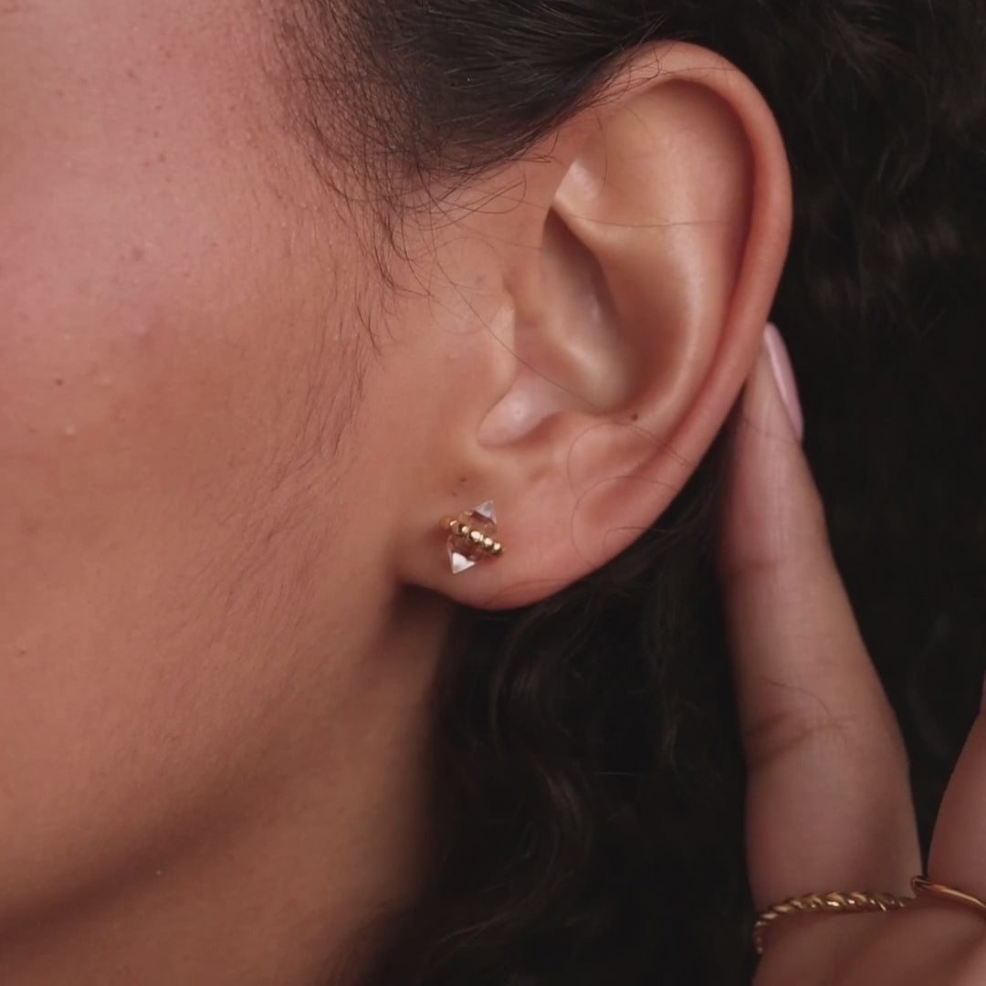 Clous d'oreilles Herkimer perlés