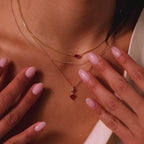 Garnet Heart Knot Necklace in 18K Gold