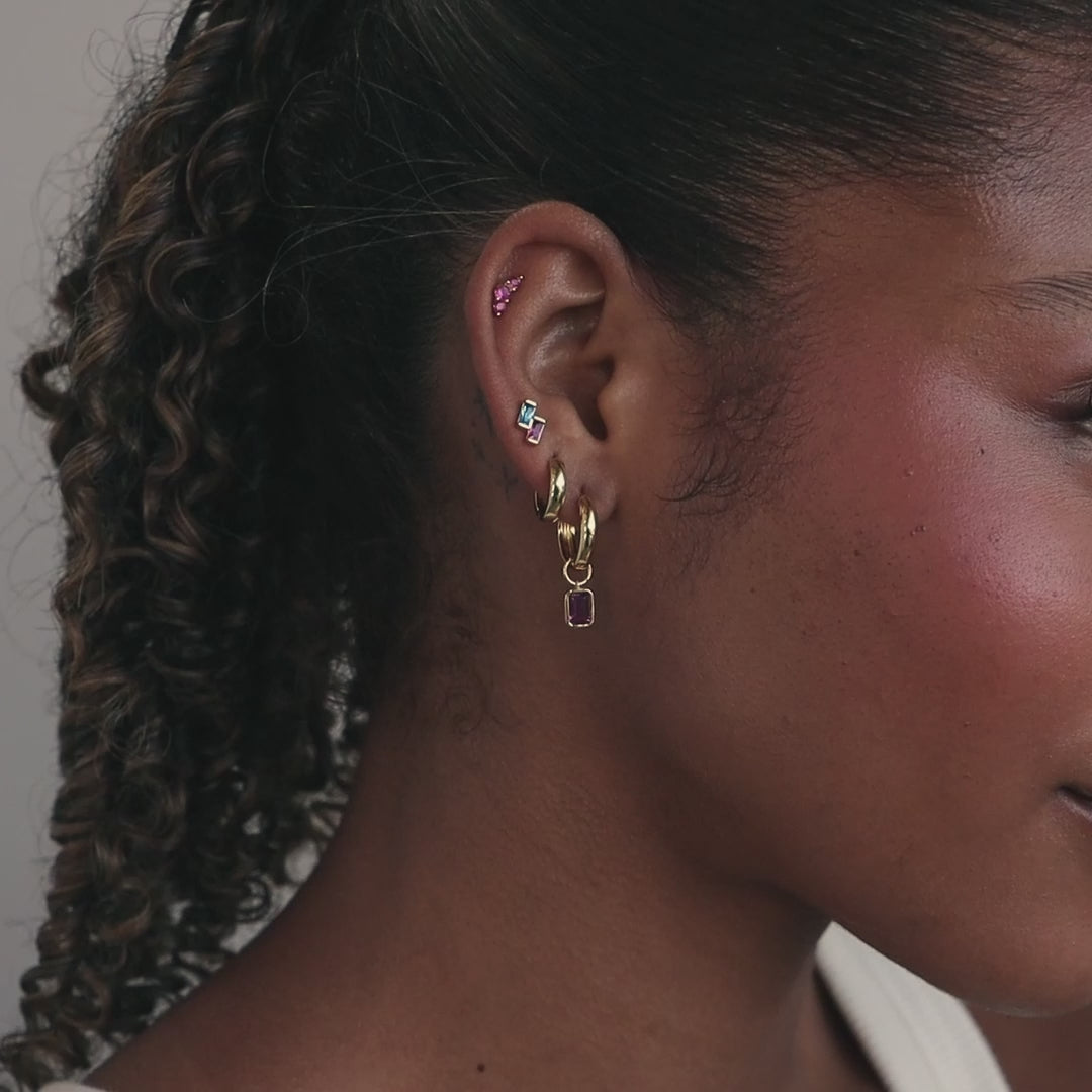 Duo Baguette Birthstone Studs