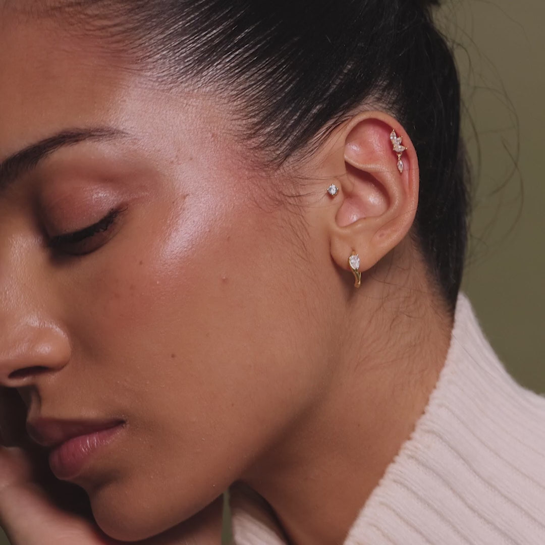 Organic Diamond Teardrop Hoops